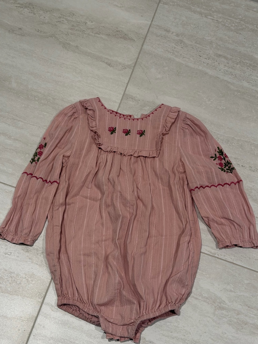 Emile et Ida Pink Embroidered Romper 2A